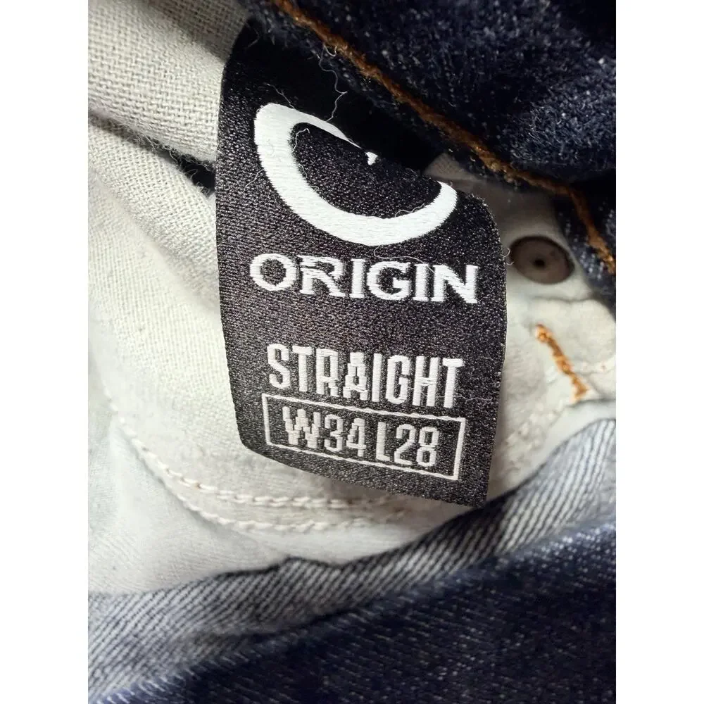 Origin USA Delta Denim Straight Leg Jeans Blue Men Size 34x28 Made In America